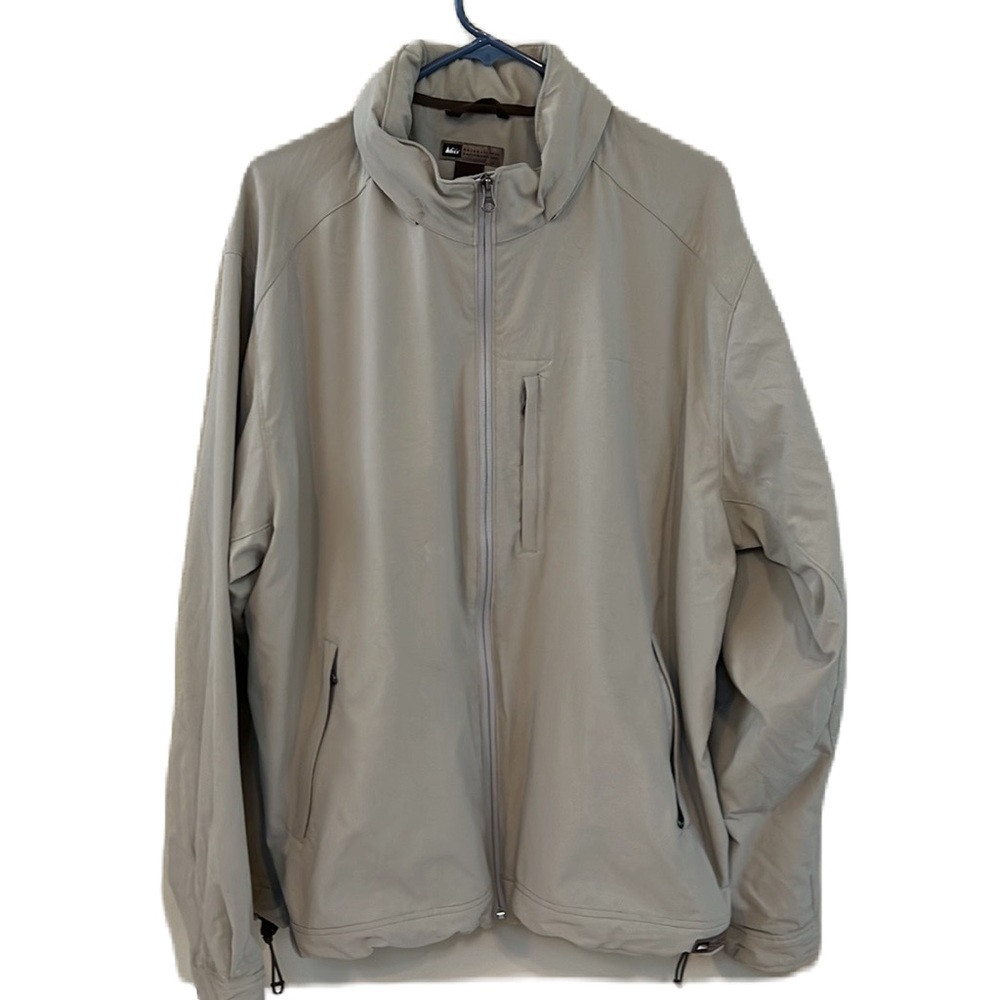 REI Mens  Beige Tan Full Zip Jacket Coat - Size XXL